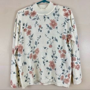 *sold* Cream and pastel shimmery mock neck blouse